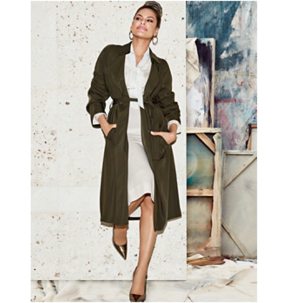 Eva Mendez Olive Green Spring Coat Med New w Tags